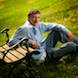 Senior Pictures: High School Senior boy by park bench